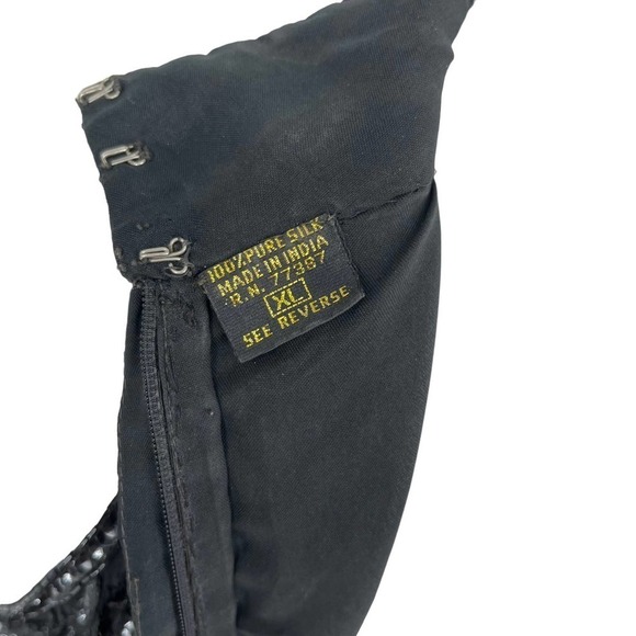 Vintage 90’s Mark & John by Sam Maxi Dress Sequin Black Silk High Neck XL - Picture 9 of 9